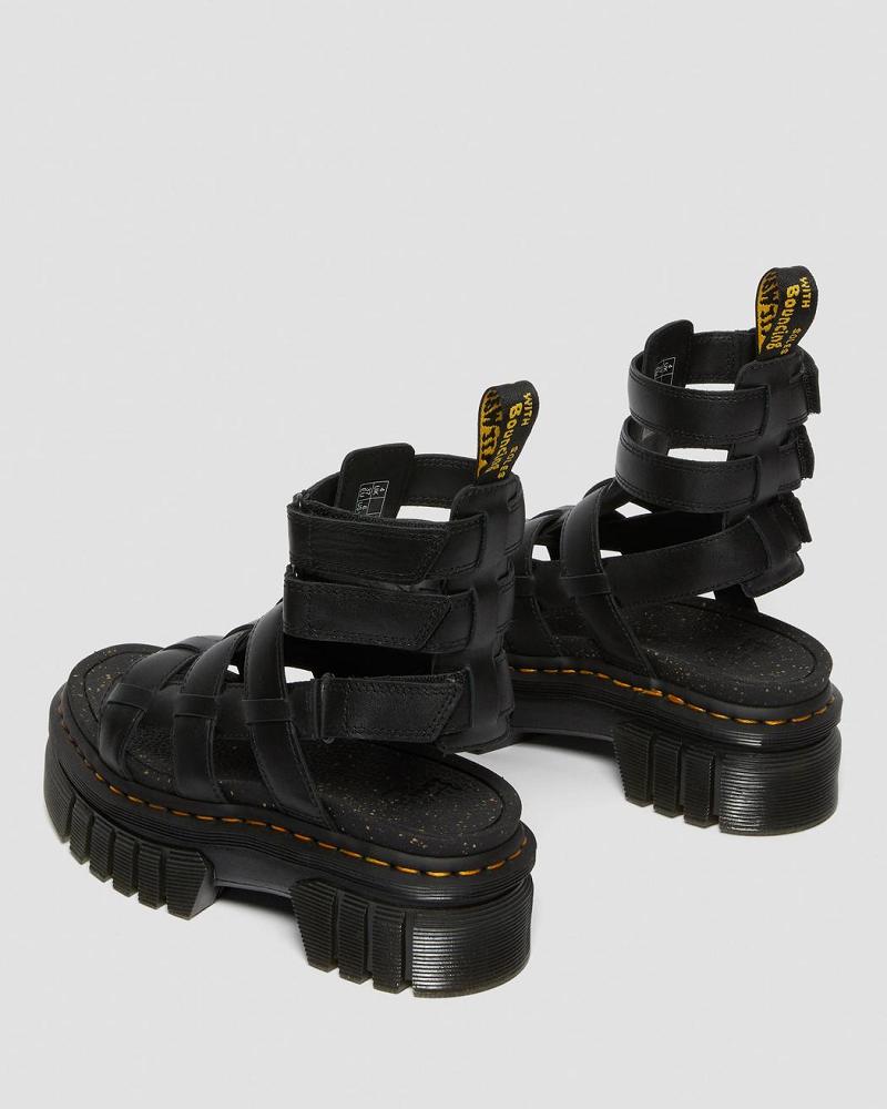 Women's Dr Martens Ricki Nappa Lux Leather Platform Gladiator Sandals Black | AU 299MQZ